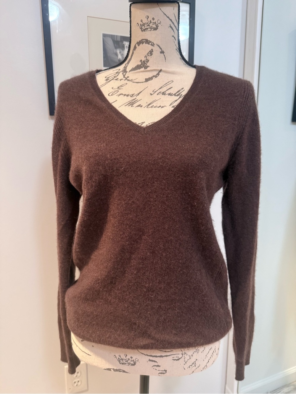 Saks Fifth Avenue Chocolate Brown V-Neck Sweater